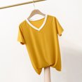 thumbnail image 2 of Posijego Women's V Neck Sleep Shirts for Women Pajamas Tops Summer Casual Short Sleeve Basic Tee Shirts, 2 of 5