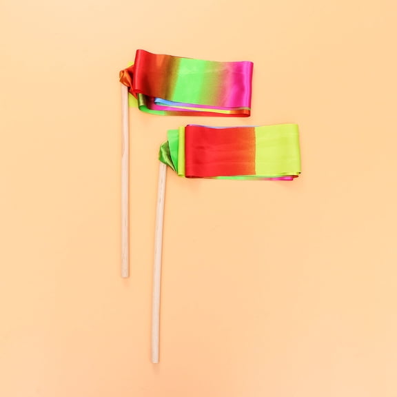 DRAFIDEEP 2-Pack Rhythmic Gymnastics Ribbons with Wooden Sticks, Assorted Colors for Dance, Performance, and Gymnastics Training