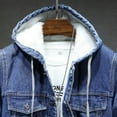 thumbnail image 6 of Mens Denim Jacket Lined Denim Jacket Contemporary Thick Warm Hooded Long Sleeve Mens Jean Jacket Blue XXXL, 6 of 7