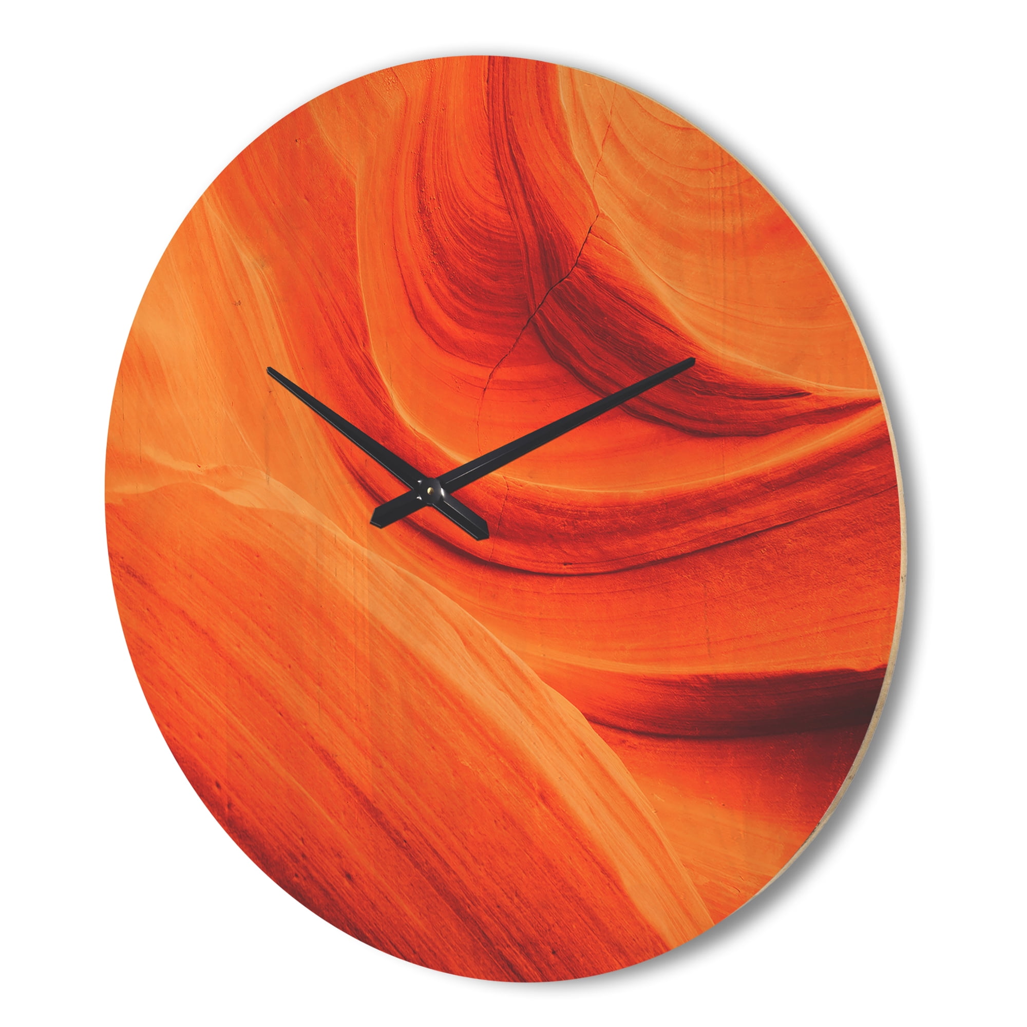 Designart 'Orange Upper Antelope Canyon Landscape' Modern Wood Wall Clock