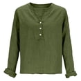 thumbnail image 4 of IMENGL Linen Shirts For Women 2026 Buttons V Neck Cloths Long Sleeve Pockets Tshirt Trendy Blouses Casual Tops Green XL, 4 of 6