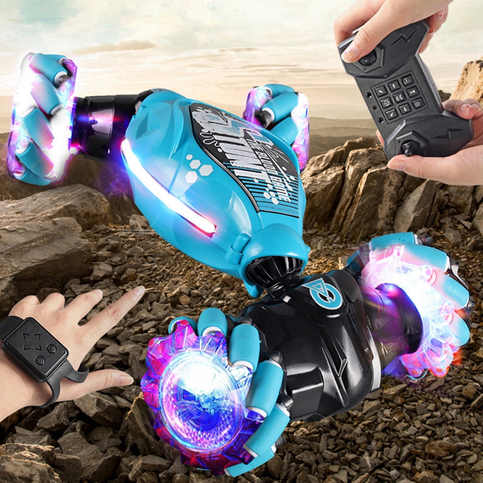 MeetYTOYS Christmas Hand Gesture Sensing RC Stunt Car 4WD 2.4G, Remote Control Car Spins Twisted Glove Controlled RC Car Birthday Gifts Toys for
