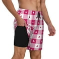 thumbnail image 3 of Fotbe Plaid Heart Men’s Swim Trunks Quick Dry Swim Shorts Board Shorts with Mesh Lining-Large, 3 of 9