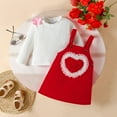 thumbnail image 2 of CAICJ98 Toddler Baby Girl Clothes Fall Winter Outfits Suspender Skirt Long Sleeve Newborn Shirt Tops Toddler Baby Girl Dress Infant Girls Gifts Red,Size 6-12 Months, 2 of 7