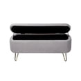 thumbnail image 4 of Storage Ottoman Bench with Gold Legs, Faux Fur Entryway Bench with Storage for Living Room, Bedroom, Gray, 4 of 9
