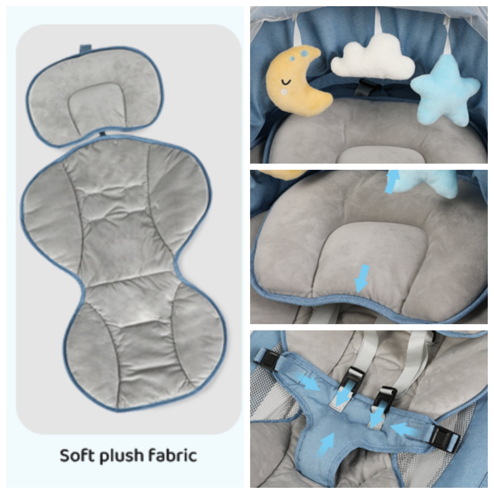 Baby Swing for Infants - Electric Indoor Baby Rocker 3 Speeds and 10 Lullabies, Portable, Touch Screen & Remote Control, Blue