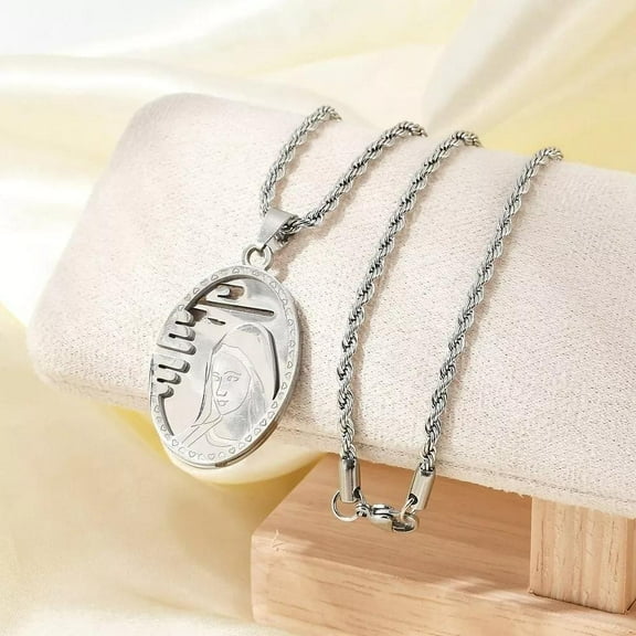 Gold Plated Stainless Steel Guadalupe Virgin Mary Necklace Rope Chain N47