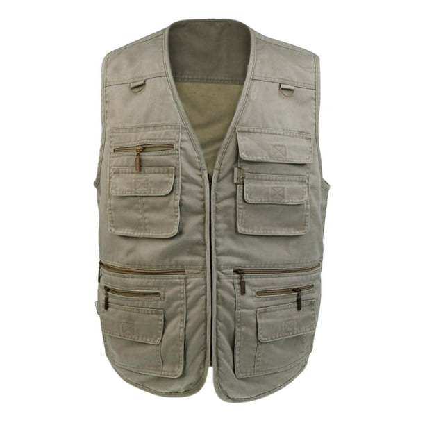 Chaleco vaquero para hombre con múltiples bolsillos, chaleco, pesca, fotografía, casual SG