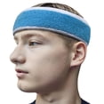 thumbnail image 2 of Couver Unisex Two Tone Wide Basketball Headband Striped Sports Sweatband 3 Pack One Size, Sky Blue/White, 2 of 7