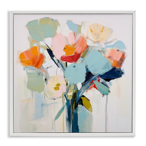 Stupell Industries Modern Pastel Flowers Abstraction White Framed Giclee Art, 12 x 12, by Irena Orlov