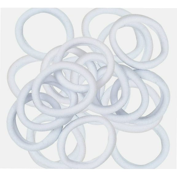 20 Pcs Elastic White Hair Ties for Girls, Teens Pony Tails Scunci Accessories, Stretchy Ponytail Holder, Nylon Fabric Scrunchies Bands,Gentle Fine-Hair Hold (S, White)
