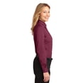 thumbnail image 2 of Port Authority Adult Female Women Plain Long Sleeves Shirt Burgundy/Lt St Small, 2 of 4