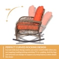 thumbnail image 4 of W WARMHOL Outdoor Wicker Rocking Chair with Thickened Cushions, All-Weather Rattan Patio Rocking Chairs, Rocker Wicker Chair for Porch Garden & Backyard, Orange, Set of 2, 4 of 7