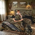thumbnail image 3 of meiyoeat Farmhouse Outdoor Hunting Full Size Bedding Sets for Men Boys, Camo Forest Branches Full Size Bed in a Bag, Brown Green, Black Reversible, 7-Piece, 3 of 6
