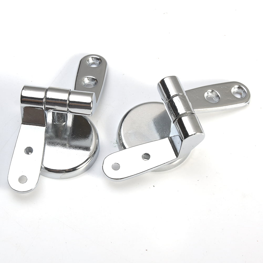 Universal Adjustable Pair of Replacement Chrome-Toilet Seat Hinge Set Pair With 