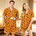 thumbnail image 2 of JULMCOMO Halloween Couples Matching Pajama Sets Funny Pumpkin Print Button Down Holiday Party 2 Piece Sets Soft Comfy Shorts Pajamas Orange-Men S, 2 of 6