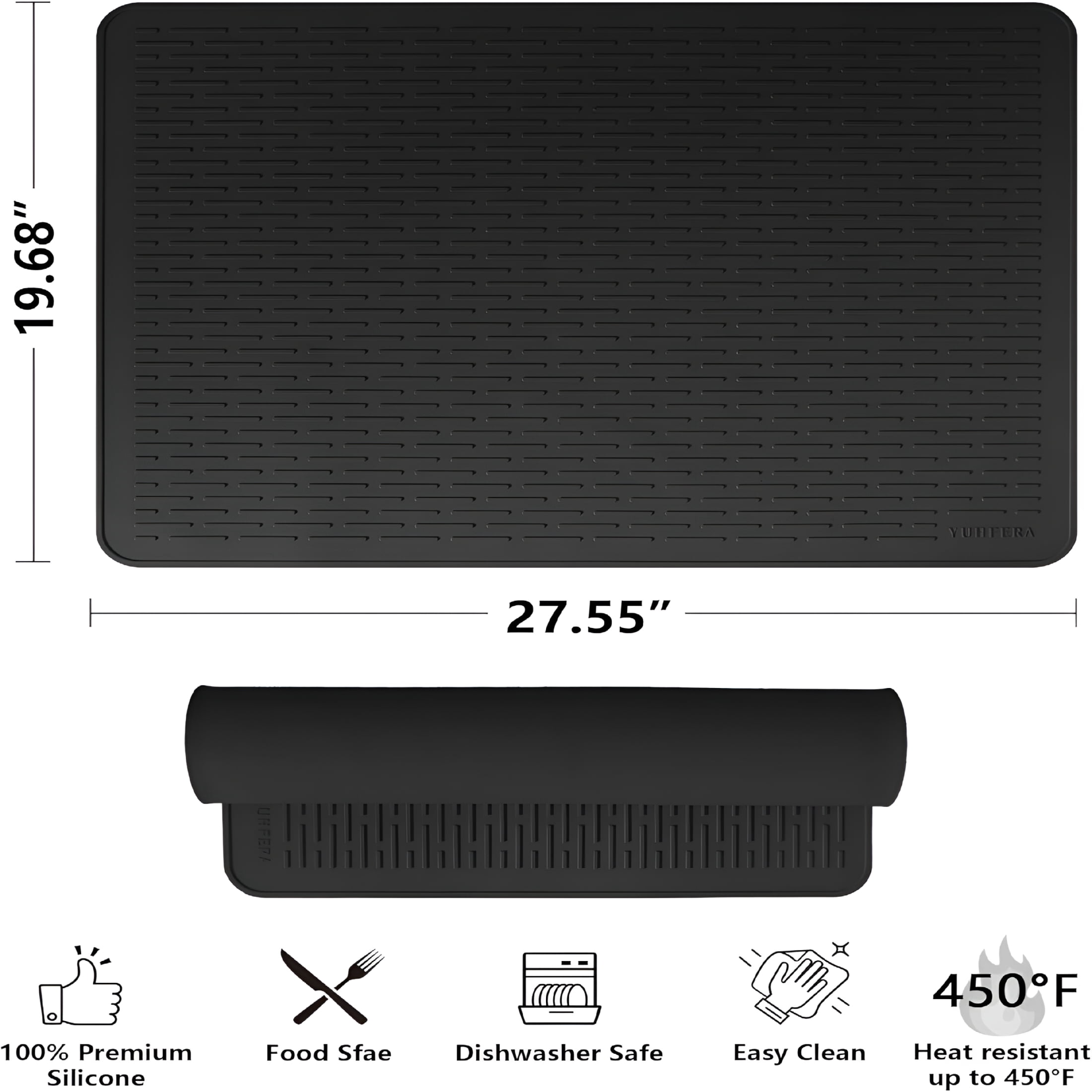 ACDANC Stove Top Cover for Electric Stove-Silicone Stove Mat for Glass Top,Glass Cooktop Protector for Kitchen,Multi-Functional Oven Covers for Electric Stove (Black,28 X 20)