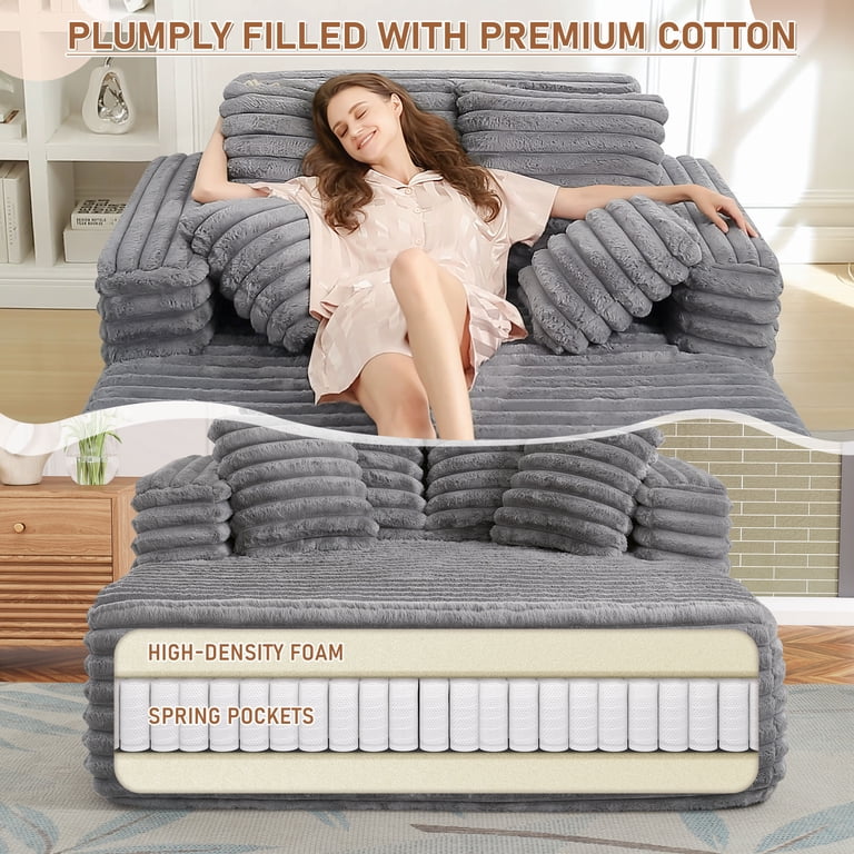 Muumblus Oversized Indoor Chaise Lounge Chair with Plush Corduroy