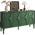 thumbnail image 4 of BFJDM 59" Green Modern 4-Door Sideboard with 2 Adjustable Shelves & Solid Wood Legs for Kitchen, Living Room & Dining Room, 4 of 10