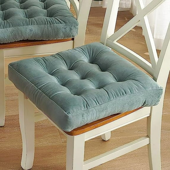 Nvzi Square Seat Cushion,Soft Cozy Floor Pillow Thicken Velvet Chair Cushion Patio Chair Pad,Solid Seat Pad for Dining Chairs Office Chairs Hardwood Floors-Light Blue 45x45cm(18x18inch)