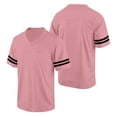 thumbnail image 4 of Unisex V Neck Short Sleeve Striped Football Jersey Casual Athletic Workout T Shirts Pink XL, 4 of 5