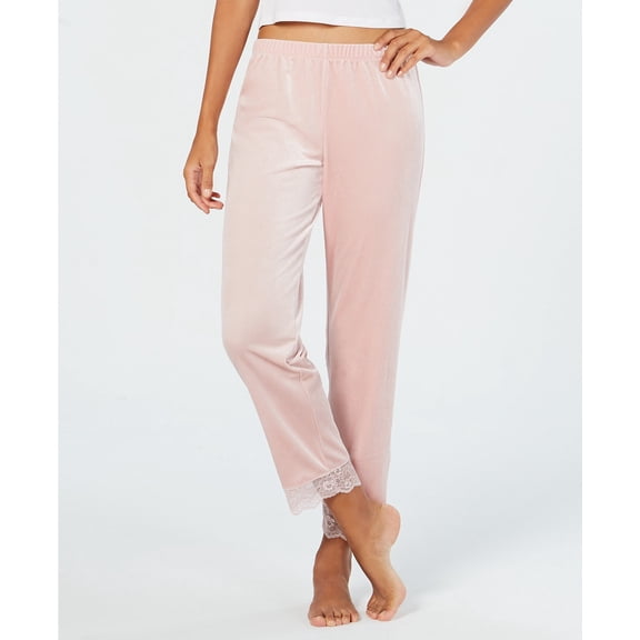 INC International Concepts Womens Lace Trim Printed Velvet Pajama Pants