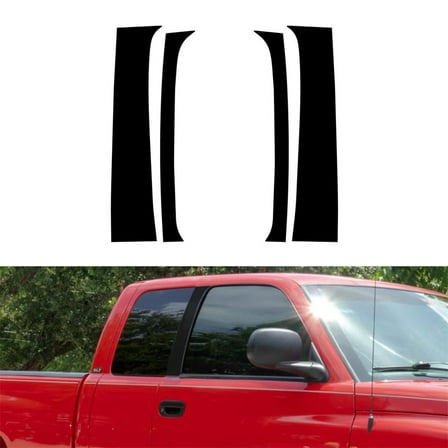 4 Pcs Outer Door Pillar Window Trim Black For Dodge Ram 1994-2001