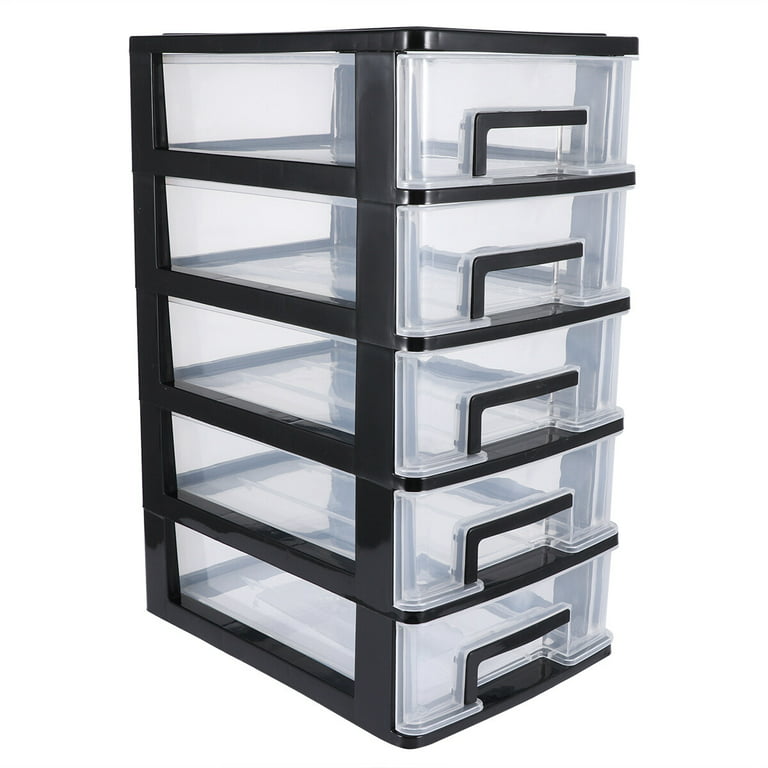 Hemoton Multifunctional Five-layer Storage Cabinet Plastic Drawer Type Closet Portable Dustproof Storage Case Organizer Sundries Holder (Black and