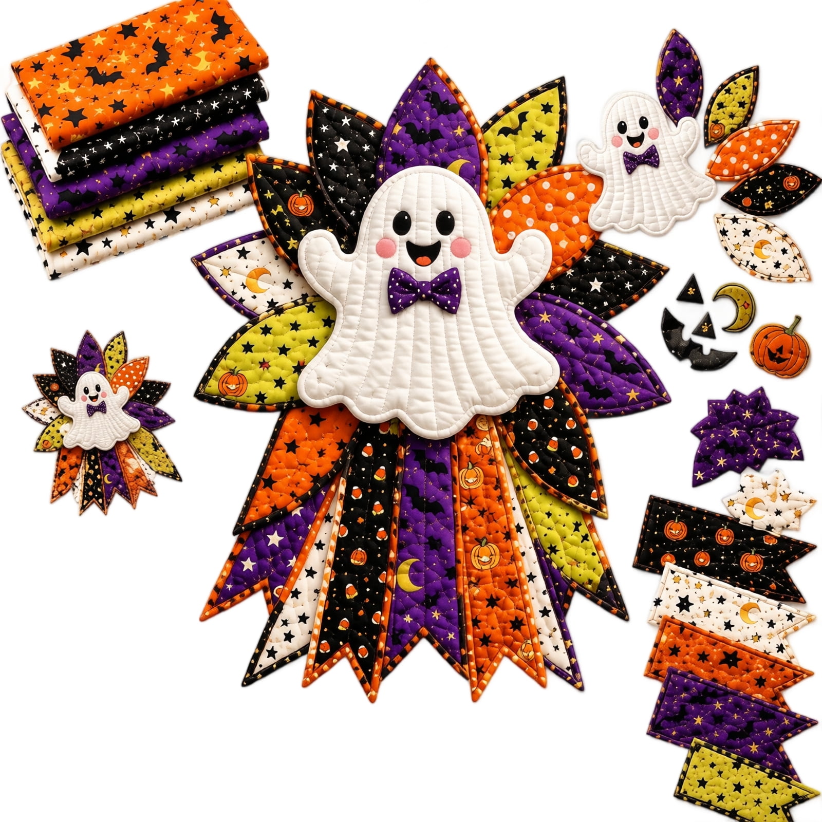 DIY Sewing Kit Halloween Ghost Ribbon Bow Diy Craft Kit With Decorative Craft Supplies Halloween Ghost Handmade Art Craft Kit for Halloween Wall Decor Home Display and Halloween Gifts