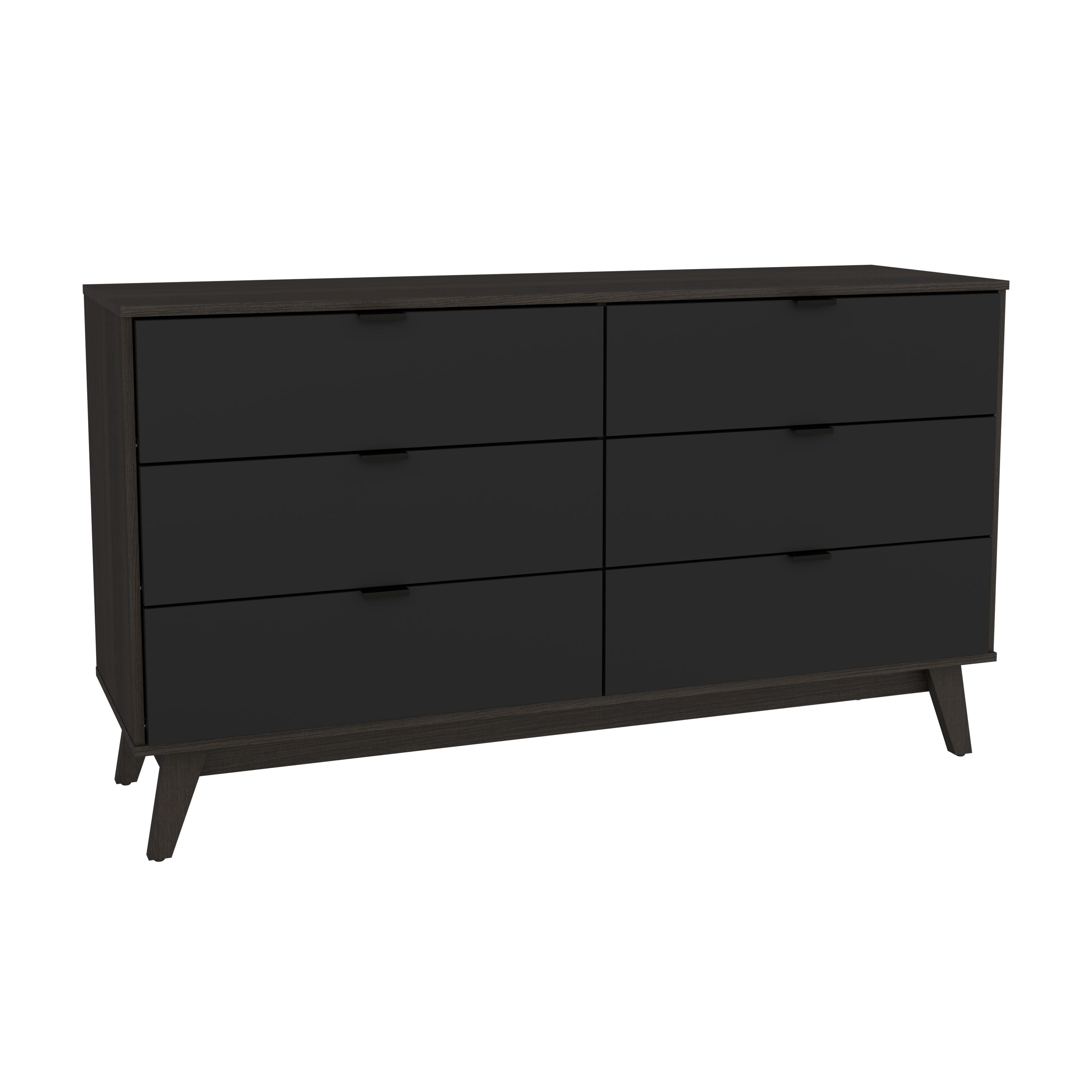 Kappesberg Hanford 6-Drawer Dresser – Dark Brown/Black, Modern 57"W Storage - for Adults and Teens