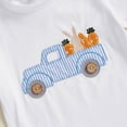 thumbnail image 6 of Kaprioy Baby Boy Easter Outfits Toddler Boys Summer Clothes Short Sleeve Easter Rabbit Truck Embroidery T-Shirt Striped Solid Shorts 2Pcs Set, 6 of 6