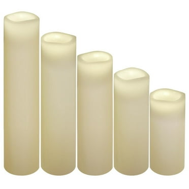 Brite Star Battery Operated Flameless Pillar Candles - 8" - White - Set of 5