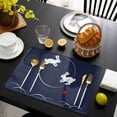 thumbnail image 3 of Navy Blue Modern Placemats Set of 4, Farmhouse Rabbit Abstract Art Placemats for Dining Table, Place Mats for Kitchen Tabletop, Waterproof Wipeable Dining Table Mats Set, 3 of 9