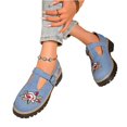 thumbnail image 4 of EKVAHL Women's Mary Jane Walking Shoes, Buckle Chunky Platform Loafers, Floral Embroidery Lug Sole Outdoor Campus Daily Work Shoes Blue, 4 of 5