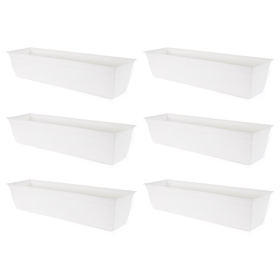 The HC Companies Window Flower Box with Removable Saucer, White (2 Pack)