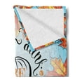 thumbnail image 2 of Saying Soft Flannel Fleece Throw Blanket, Eat Drink Be Thankful Words for Thanksgiving Fall Leaves, Cozy Plush for Indoor and Outdoor Use, 60" x 80", Dark Orange Sky Blue, by Ambesonne, 2 of 5