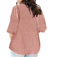 thumbnail image 6 of yillto Womens Plus Size Shirts 3/4 Sleeve V Neck Loose Tshirts Summer Basic Blouse with Pockets L-4XL, 6 of 6