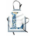 thumbnail image 1 of Letter L Apron Capital L in Traditional Portuguese Art Abstract Patterned Font Design, Unisex Kitchen Bib Apron with Adjustable Neck for Cooking Baking Gardening, Blue Yellow Orange, by Ambesonne, 1 of 3
