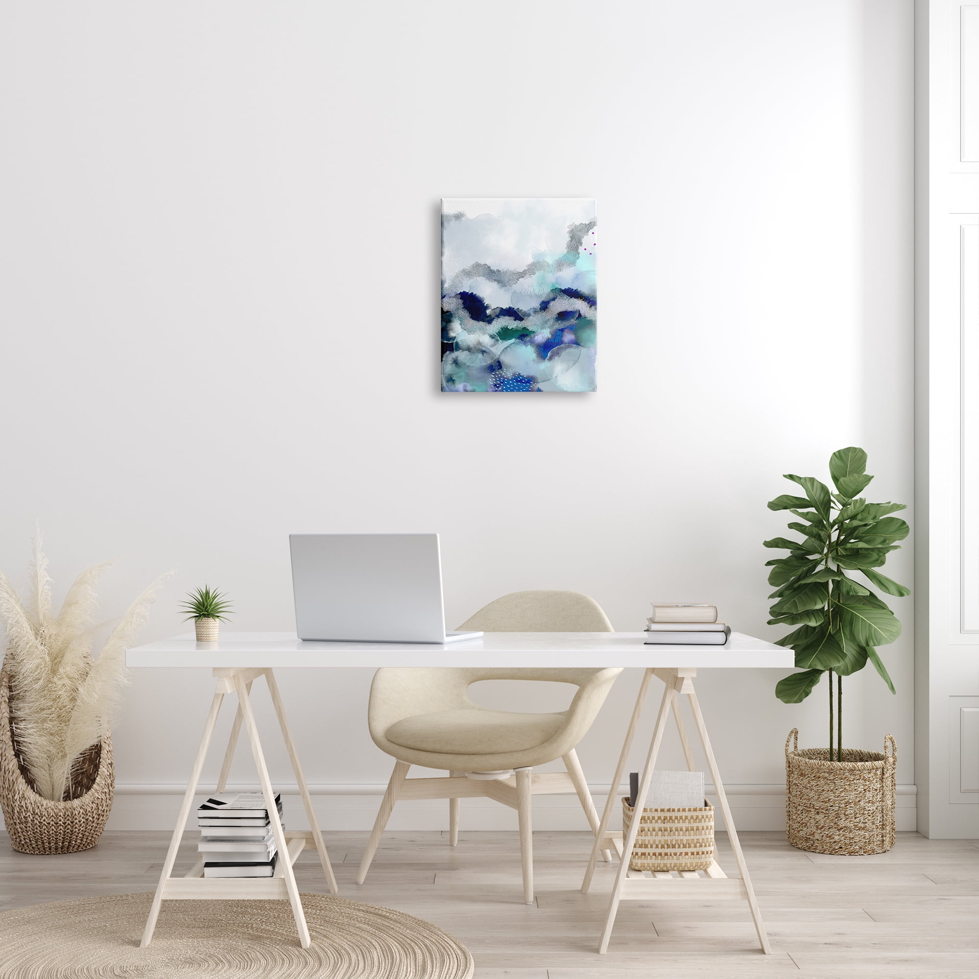 Stupell Industries Bubbling Sea Floor Abstraction Fluid Blue Green Abstract Painting Gallery Wrapped Canvas Print Wall Art, 16 x 20