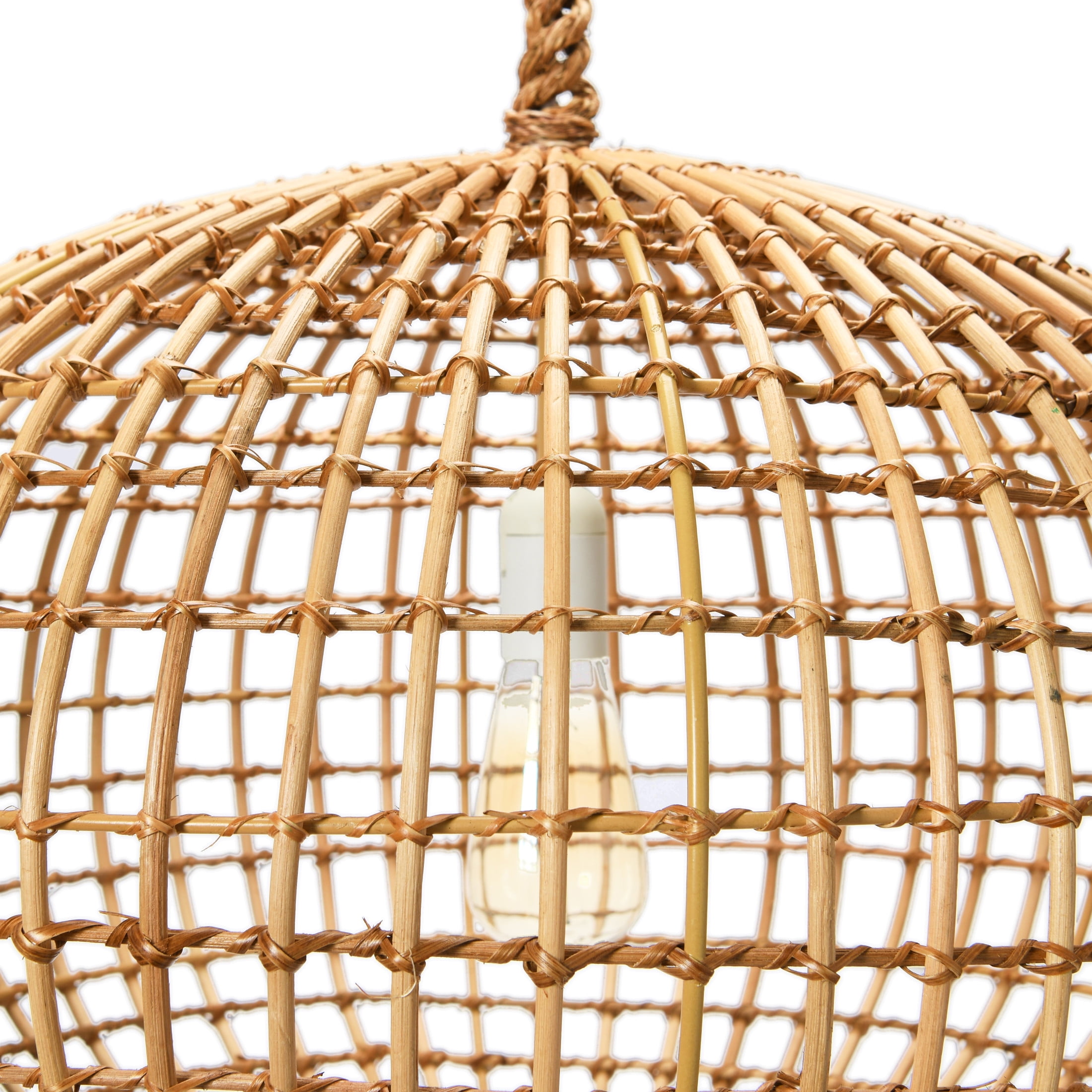 Creative Co-Op Open-Weave Wicker Ceiling Light, Natural