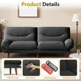 thumbnail image 2 of Furmax Futon with Five Angles Adjustable Armrests and Adjustable Backrest Futon Sofa Couch for Small Spaces Living Room Office,Black, 2 of 7