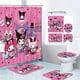 thumbnail image 5 of Kuromi - Juego de 4 cortinas de ducha con dibujos animados, juego de baño con cortina de ducha, tapete para tapa de inodoro, tapete de contorno y tapete de baño, con 12 ganchos para decoración de baño, 5 of 6