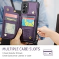 thumbnail image 5 of SaniMore for Samsung Galaxy A24 Wallet Case, RFID Blocking PU Leather Kickstand Credit Slots Flip Folio Protective Case, Double Magnetic Clasp Durable Shockproof Cover for Samsung A24, Purple, 5 of 9
