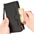 thumbnail image 6 of ELEHOLD Zipper Wallet Case Compatible Samsung Galaxy Z Fold 4.PU Leather Magnetic Card Slots Shockproof Zipper Pocket Flip Cover for Samsung Galaxy Z Fold 4 7.6 inch,Black, 6 of 9