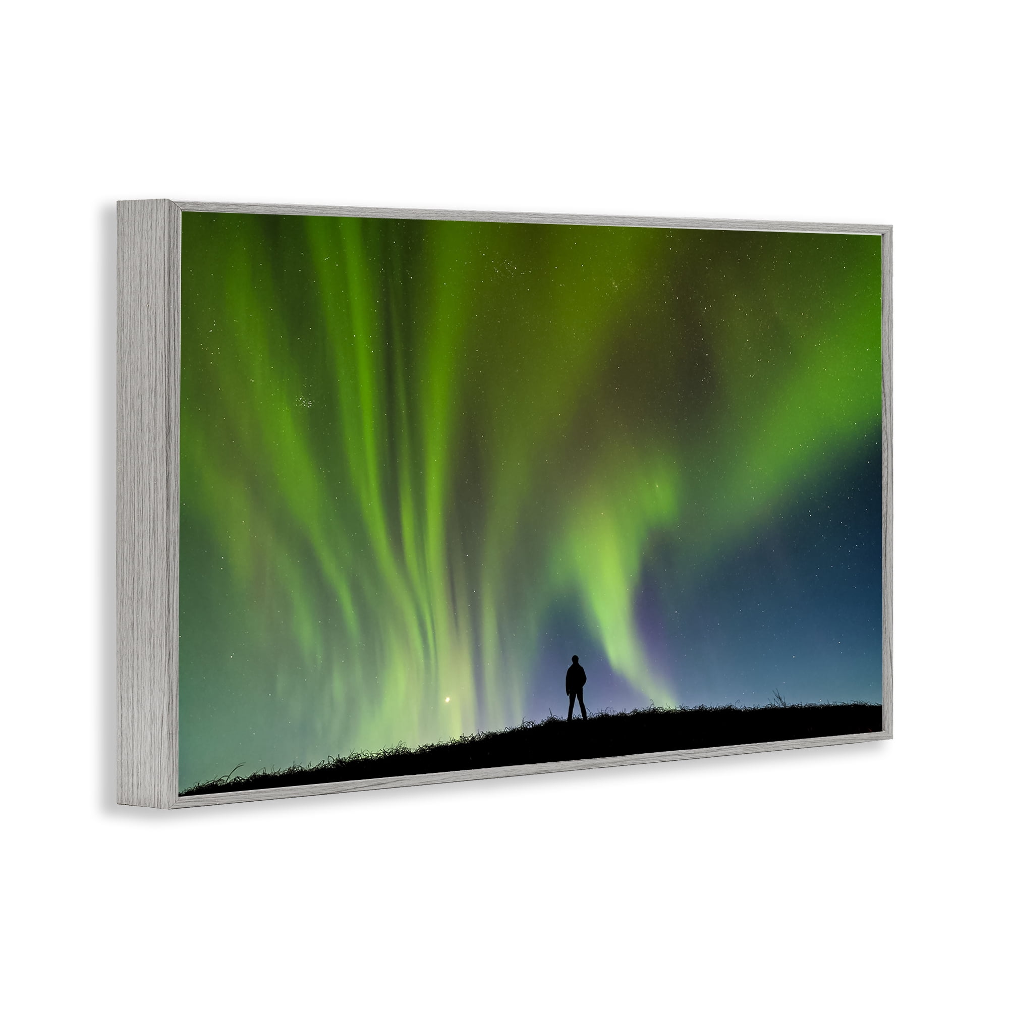 Stupell Industries Envelop Northern Lights Silhouette Gray Framed Giclee Art, design by Shelley Carlisle