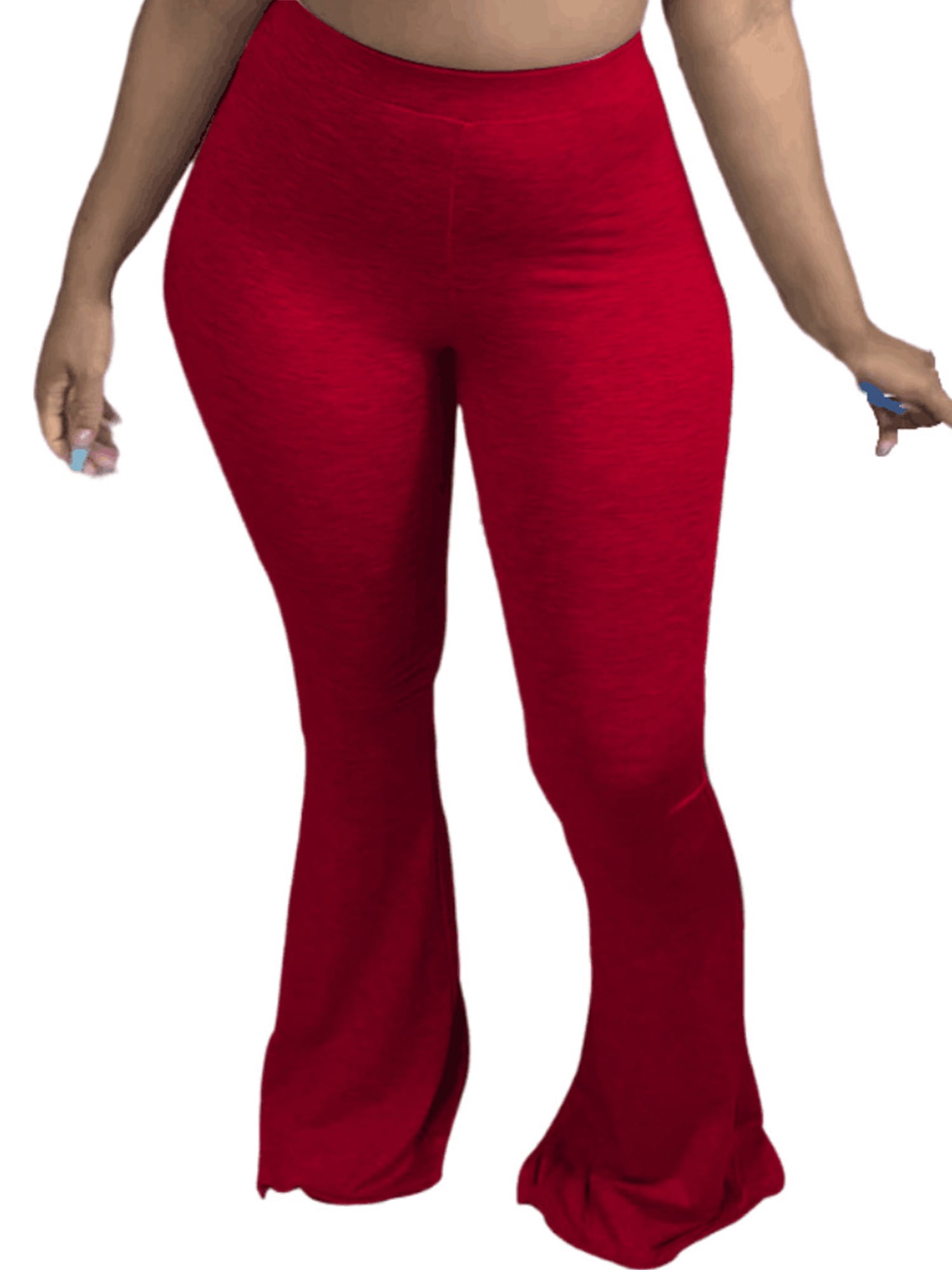 red high waisted bell bottom pants