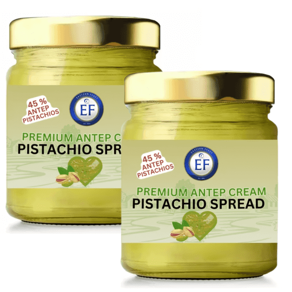 Eastern Feast - Premium Antep Pistachio Cream Spread, (7 oz) 45% Pistachios (Pack of 2)