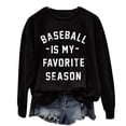 thumbnail image 2 of Black Womens Fall Tops Baseball Is My Favorite Season Women's Baseball Lettering Print Crew Neck Long Sleeve Top Sweaters for Women, 2 of 4