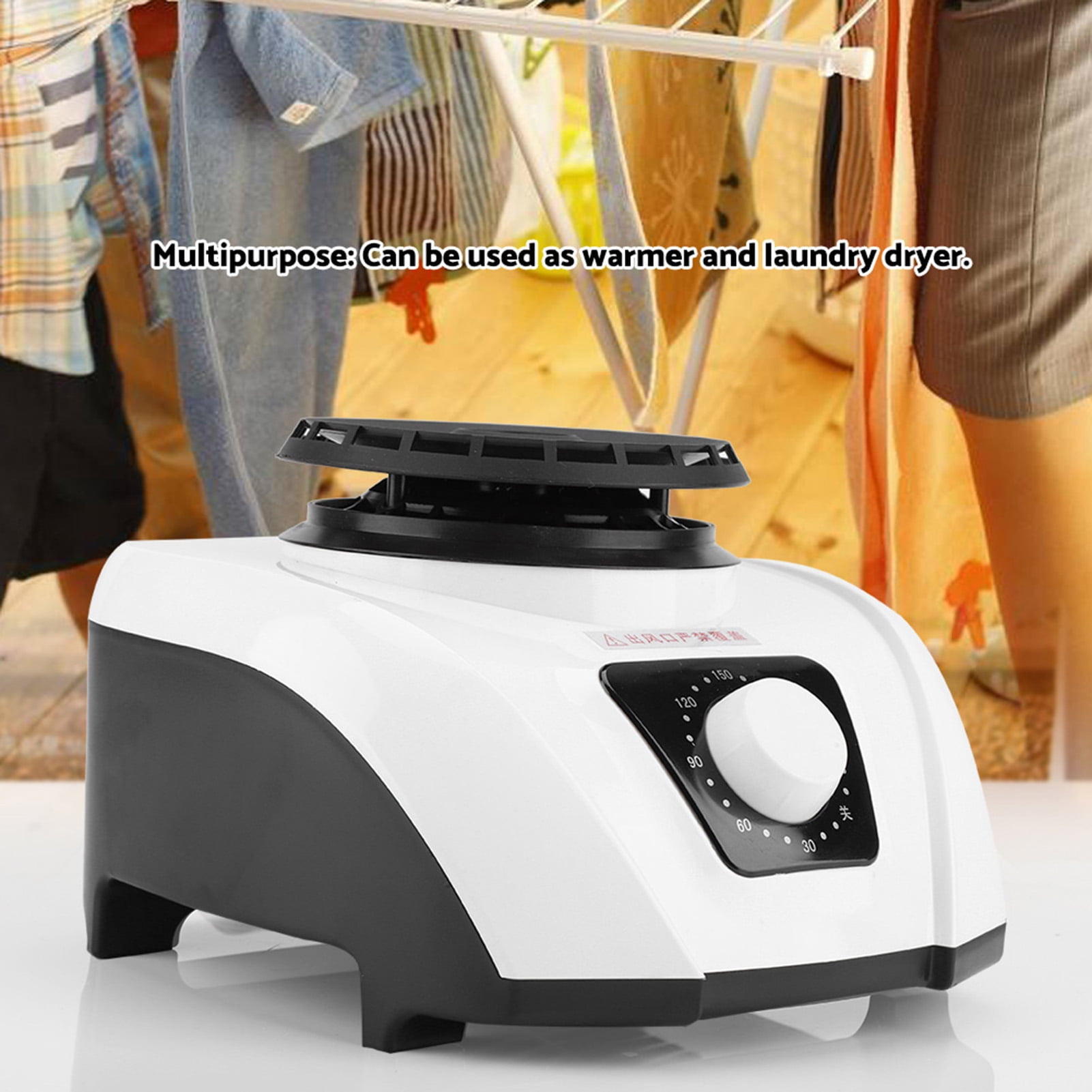 YAHHU 1200W Portable Electric Laundry Dryer Super Quiet High Efficiency PTC Clothes Warmer for Home and Travel, White (8.3 x 7.1 inches / 21 x 18 cm)