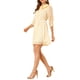 thumbnail image 4 of Vestido de mujer Inspire Chic con estampado de estrellas y puntos, cuello de solapa, volantes y mangas 3/4 M Blanco Amarillo Corazón, 4 of 7